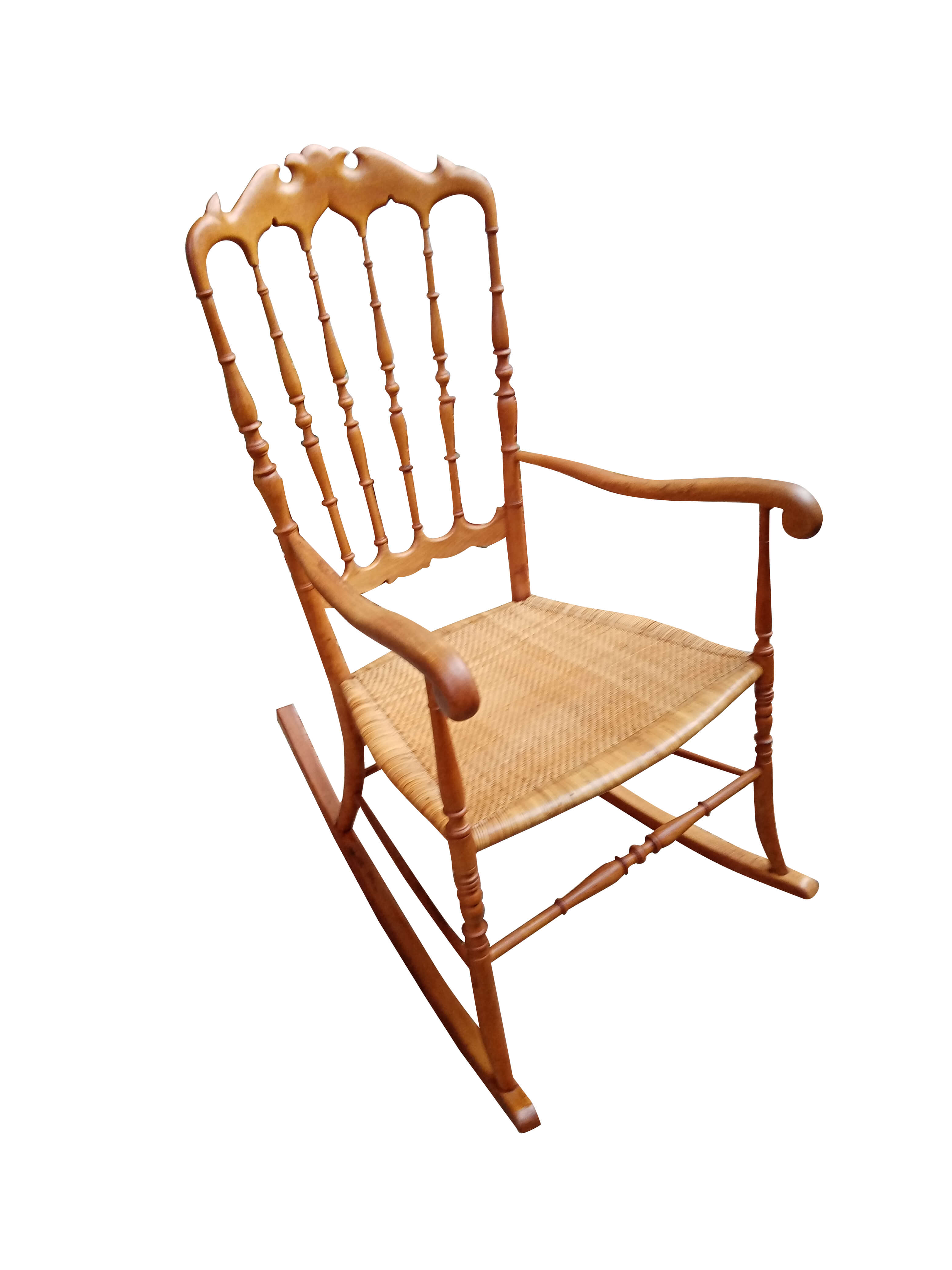 Sedia a dondolo Chiavarina in faggio, anni '50 intOndo