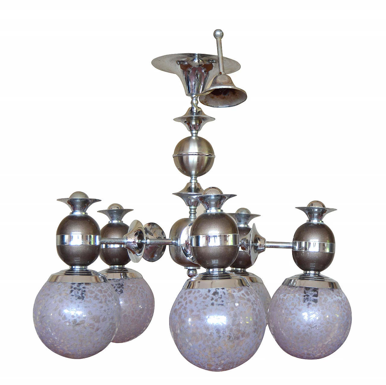 Space Age chandelier in chrome and burnished metal, 1960s 1306565