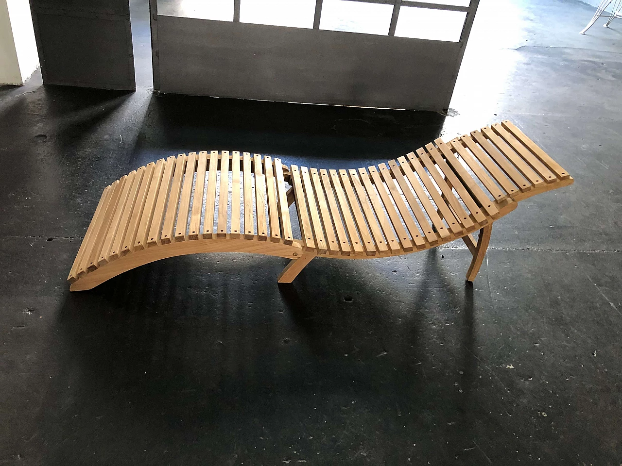 Folding wooden chaise longue 1306636