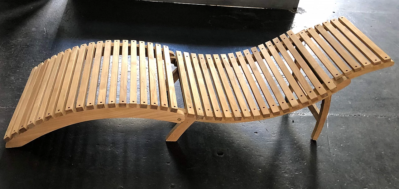 Folding wooden chaise longue 1306638