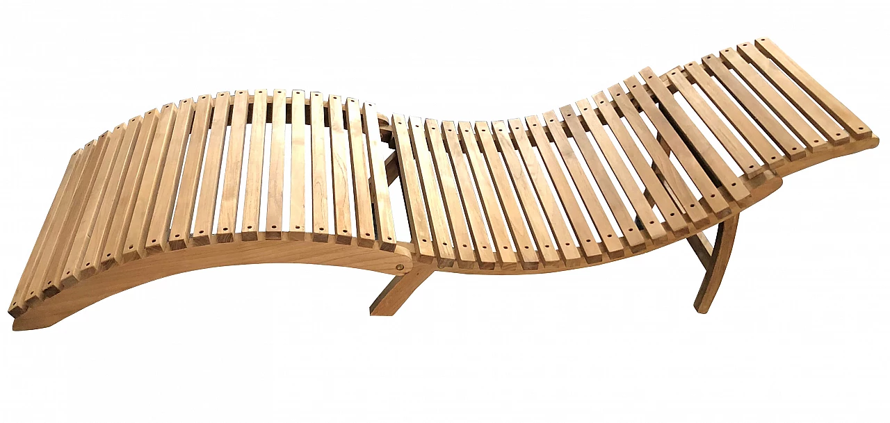 Folding wooden chaise longue 1306702