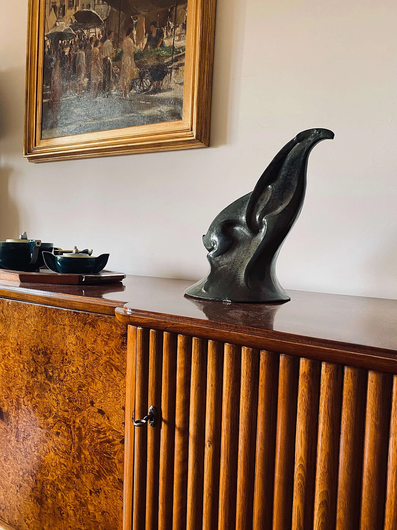 A. Chini, Créature Fantastique, scultura in ceramica craquelé, anni '30 1306773