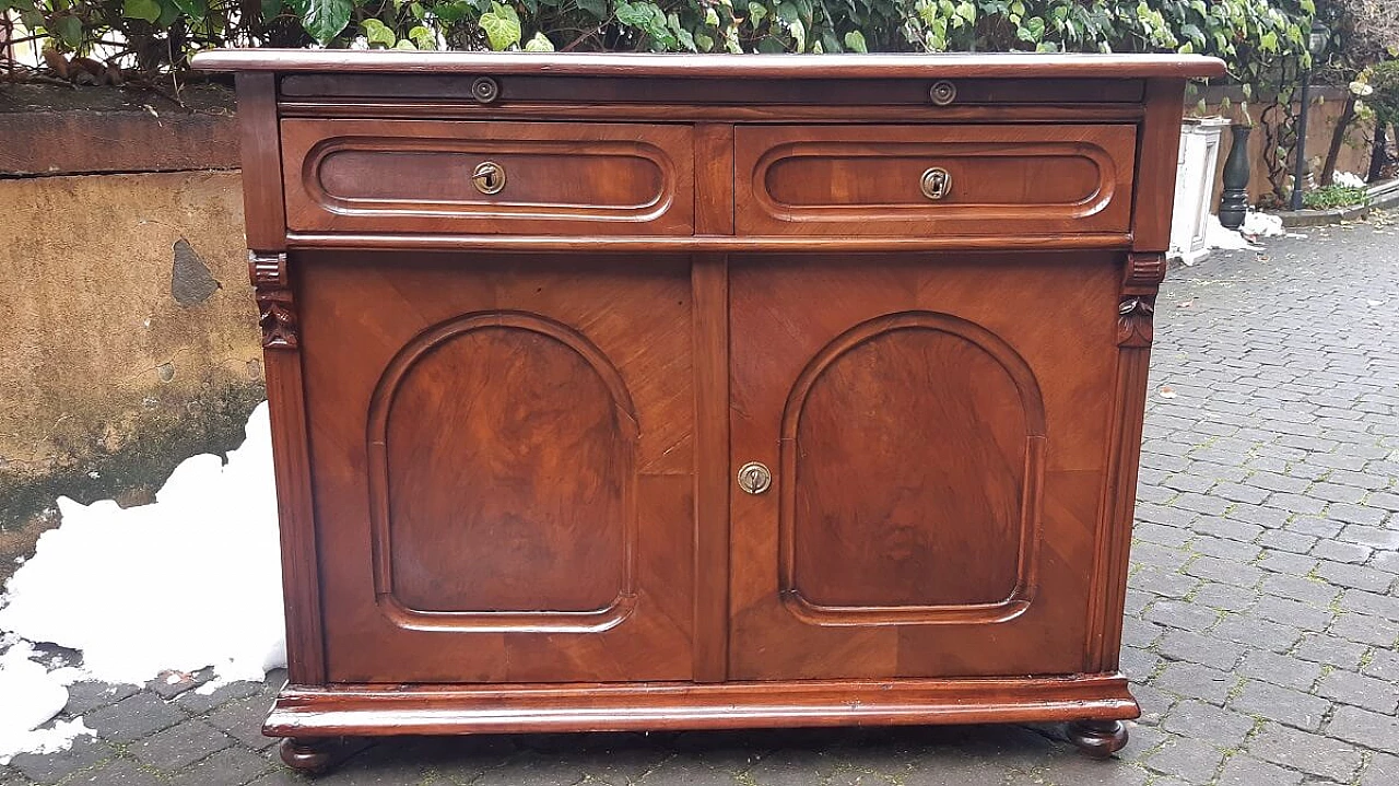 Credenza Biedermeier in noce e radica di noce, '800 1306843