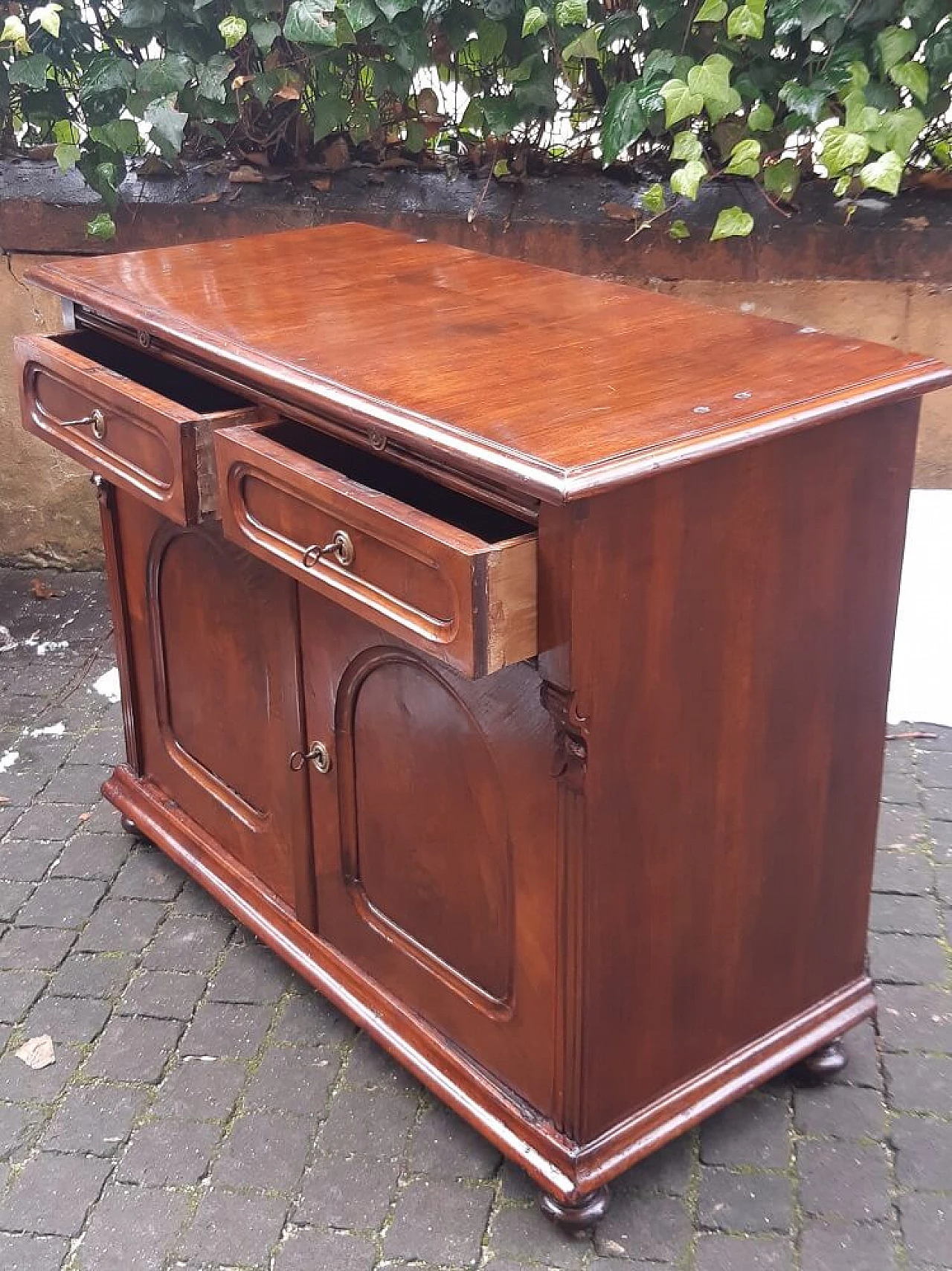 Credenza Biedermeier in noce e radica di noce, '800 1306845