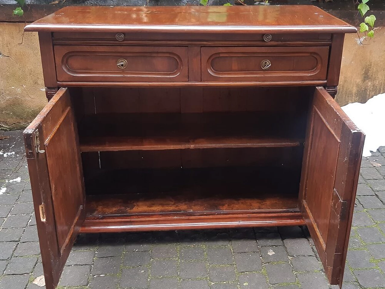 Credenza Biedermeier in noce e radica di noce, '800 1306846