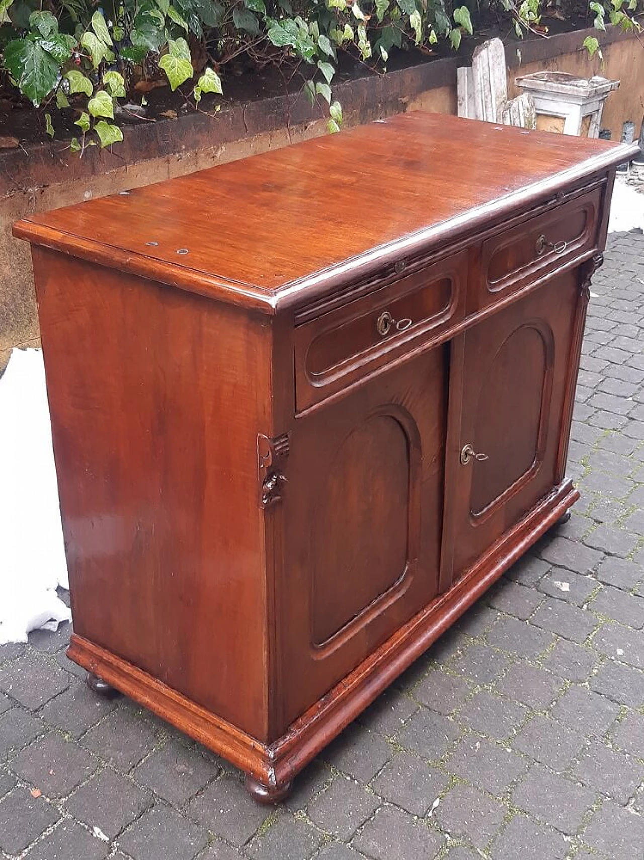 Credenza Biedermeier in noce e radica di noce, '800 1306847