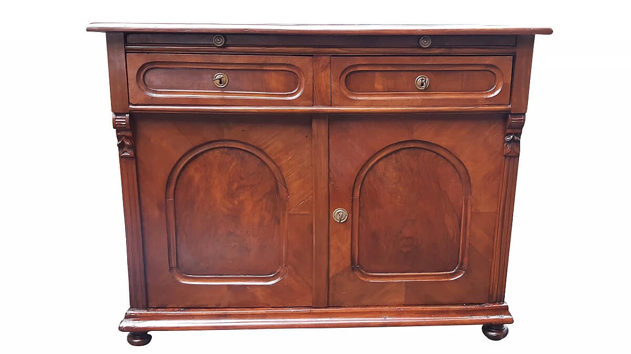Credenza Biedermeier in noce e radica di noce, '800 1306870