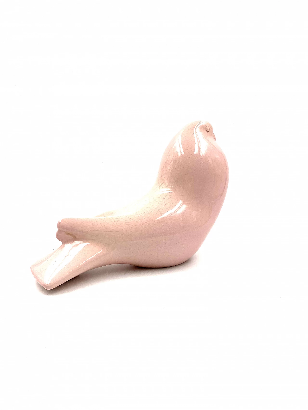 Colomba rosa craquelé ceramic sculpture by Zaccagnini, 1940s 1306901