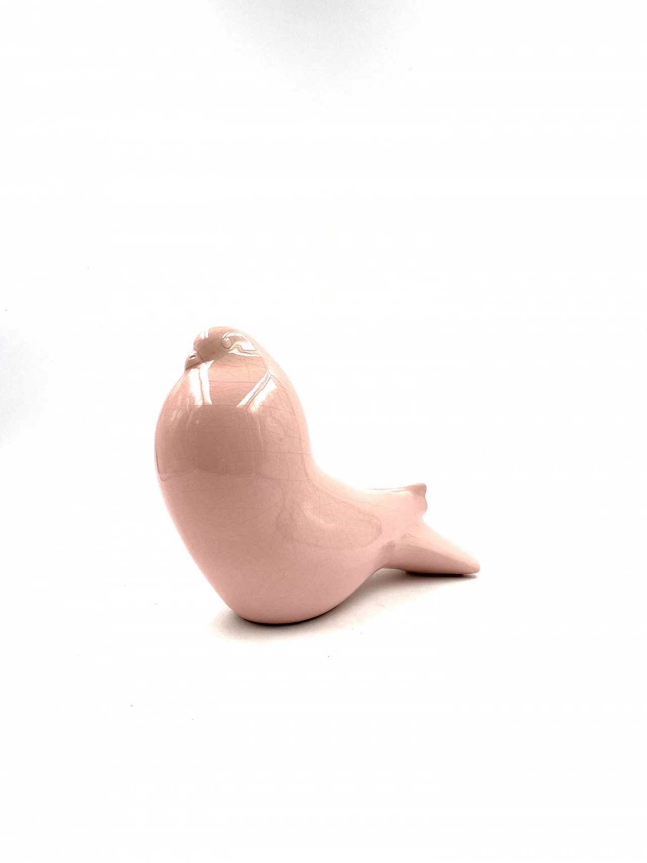 Colomba rosa craquelé ceramic sculpture by Zaccagnini, 1940s 1306903