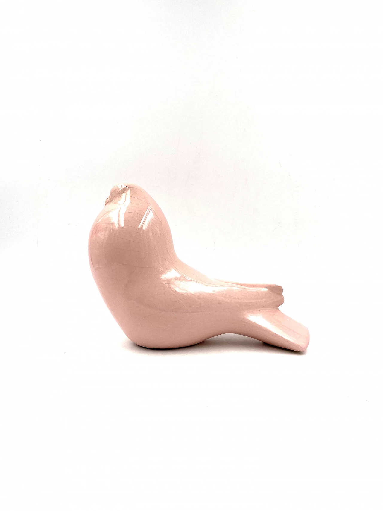Colomba rosa craquelé ceramic sculpture by Zaccagnini, 1940s 1306904