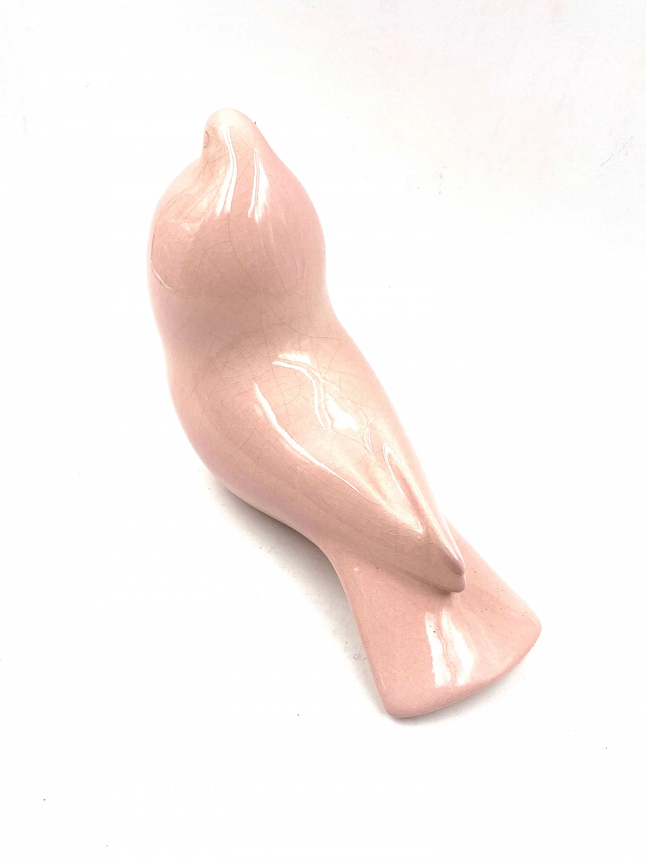 Colomba rosa craquelé ceramic sculpture by Zaccagnini, 1940s 1306906