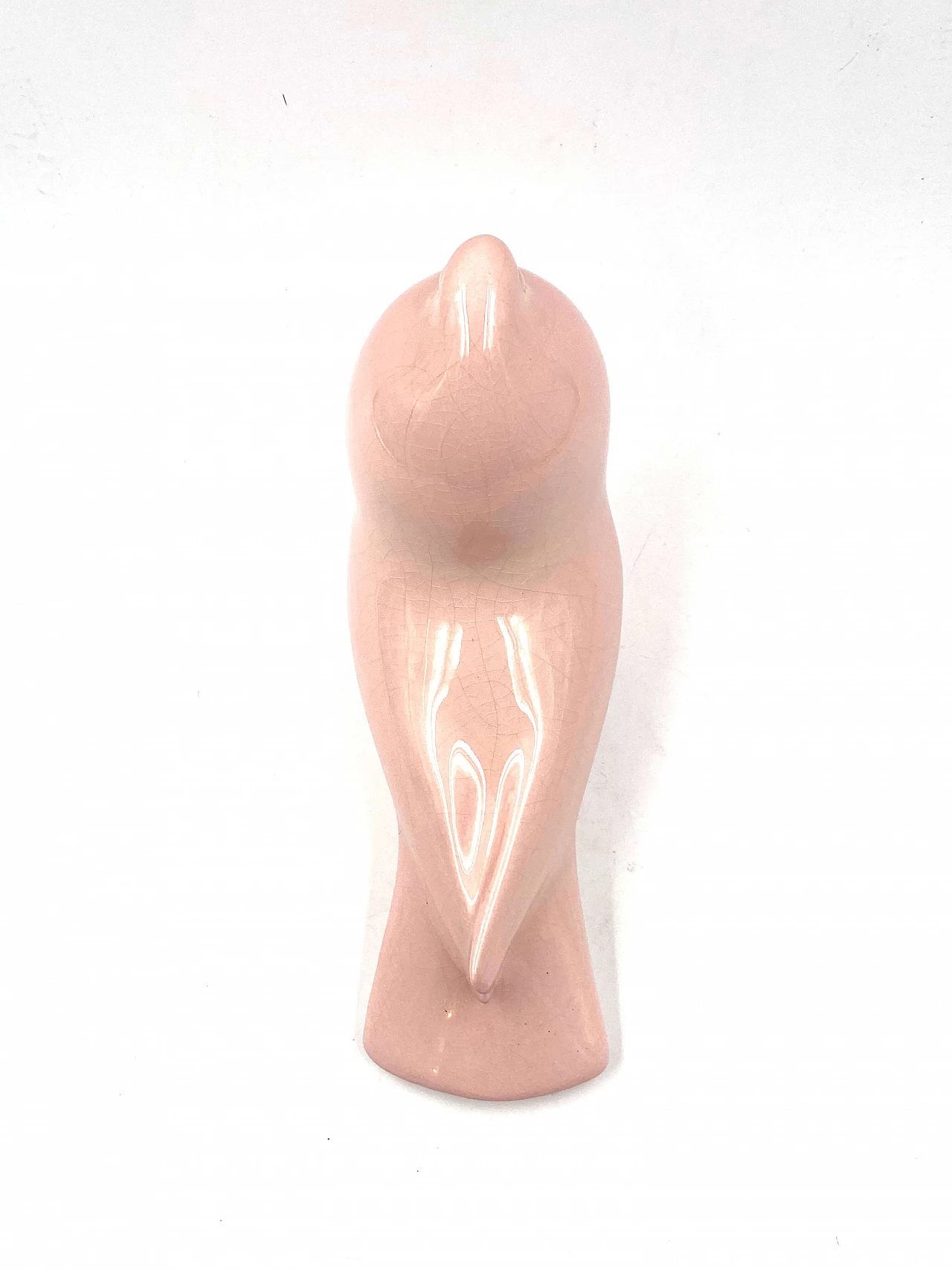 Colomba rosa craquelé ceramic sculpture by Zaccagnini, 1940s 1306907