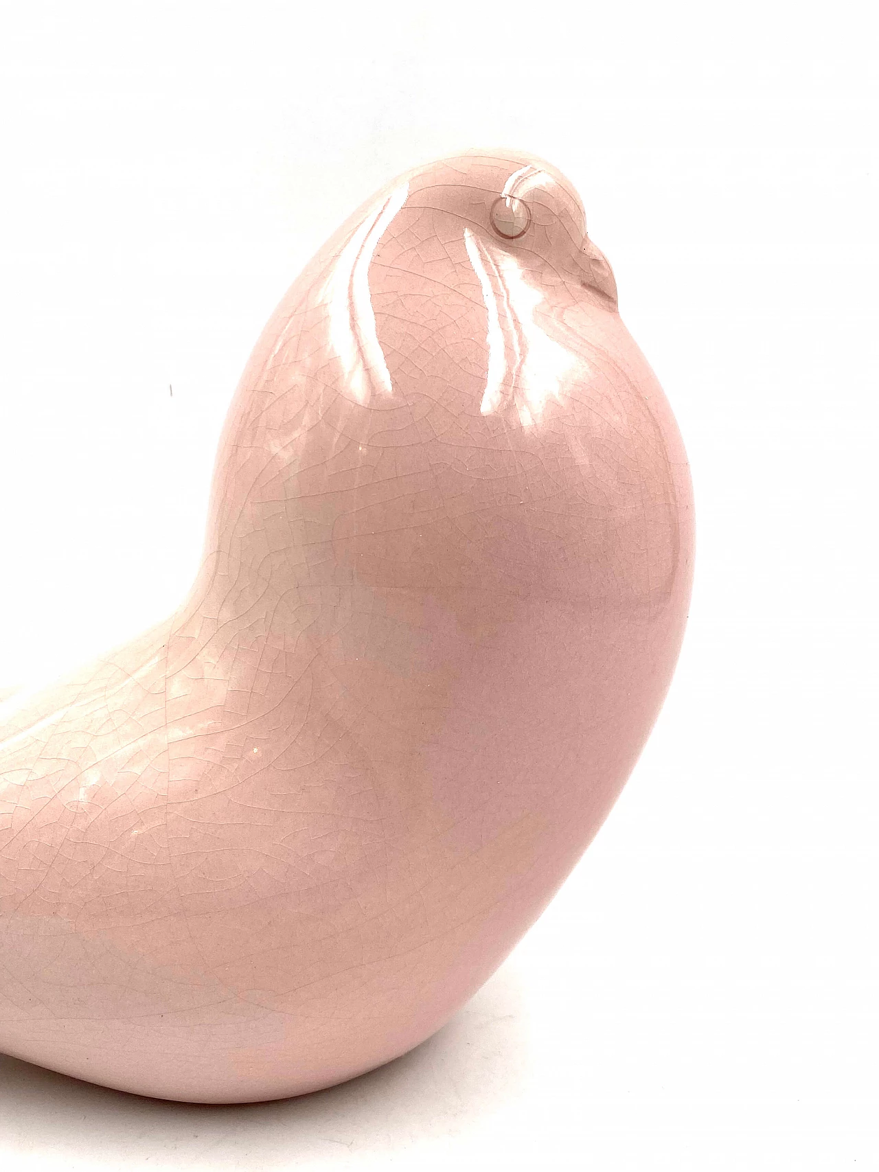 Colomba rosa craquelé ceramic sculpture by Zaccagnini, 1940s 1306908