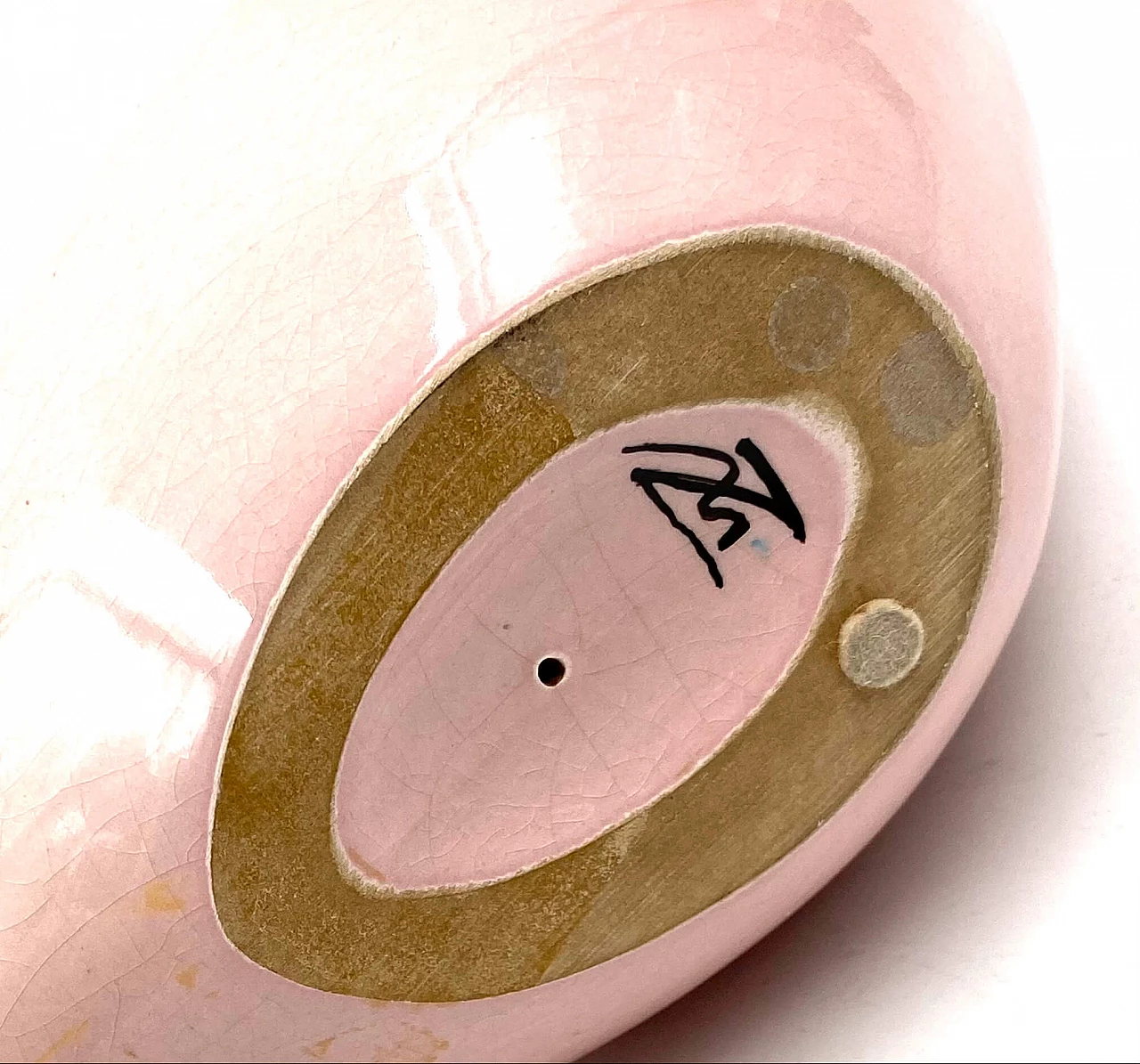 Colomba rosa craquelé ceramic sculpture by Zaccagnini, 1940s 1306909