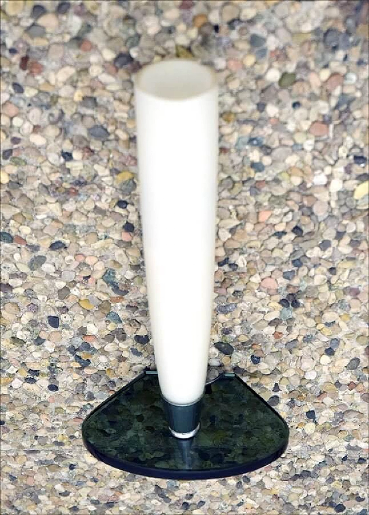 Pair of wall lamps in satin glass, smoked crystal and chromed brass, 50s 1307006