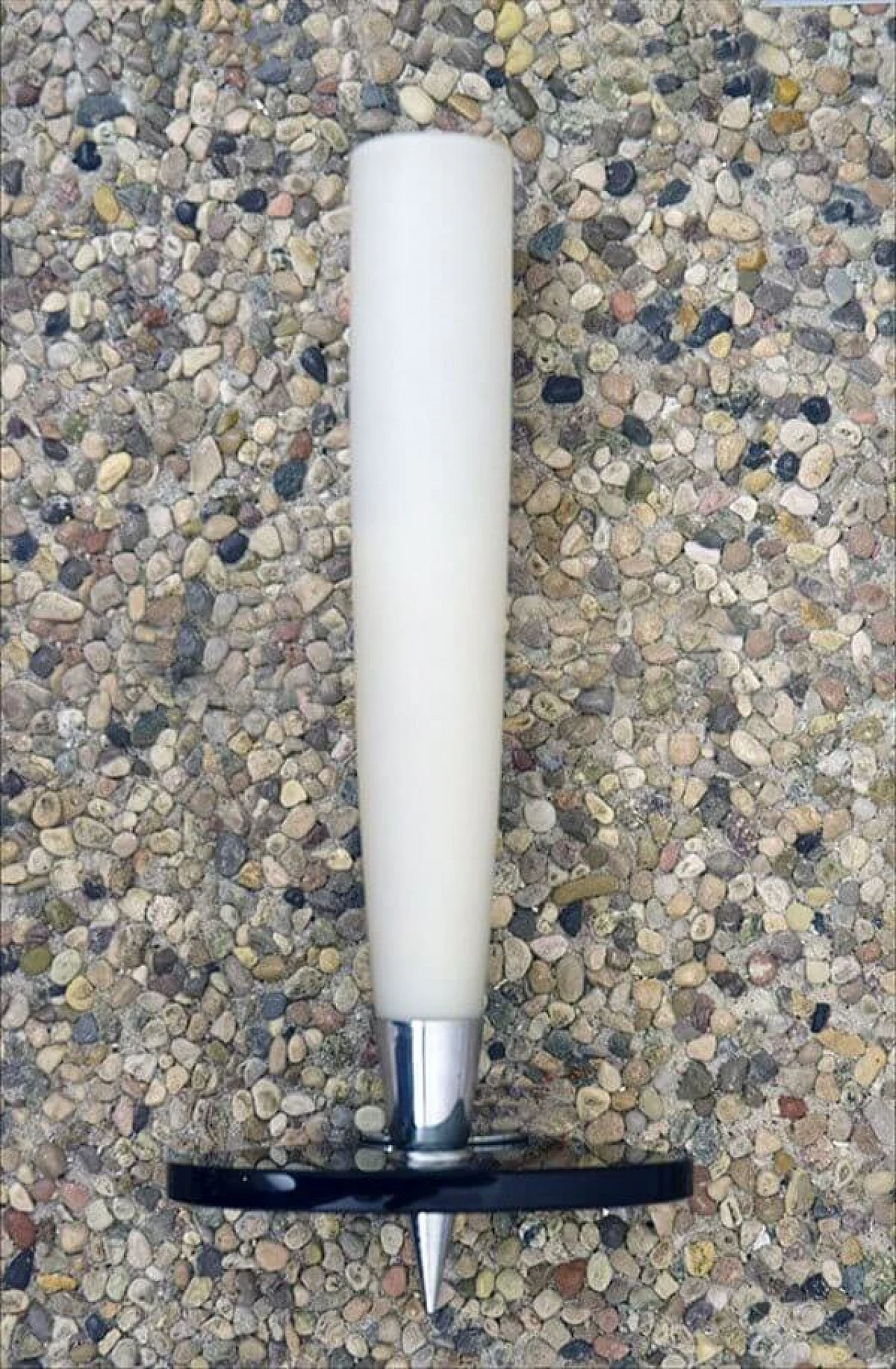 Pair of wall lamps in satin glass, smoked crystal and chromed brass, 50s 1307007