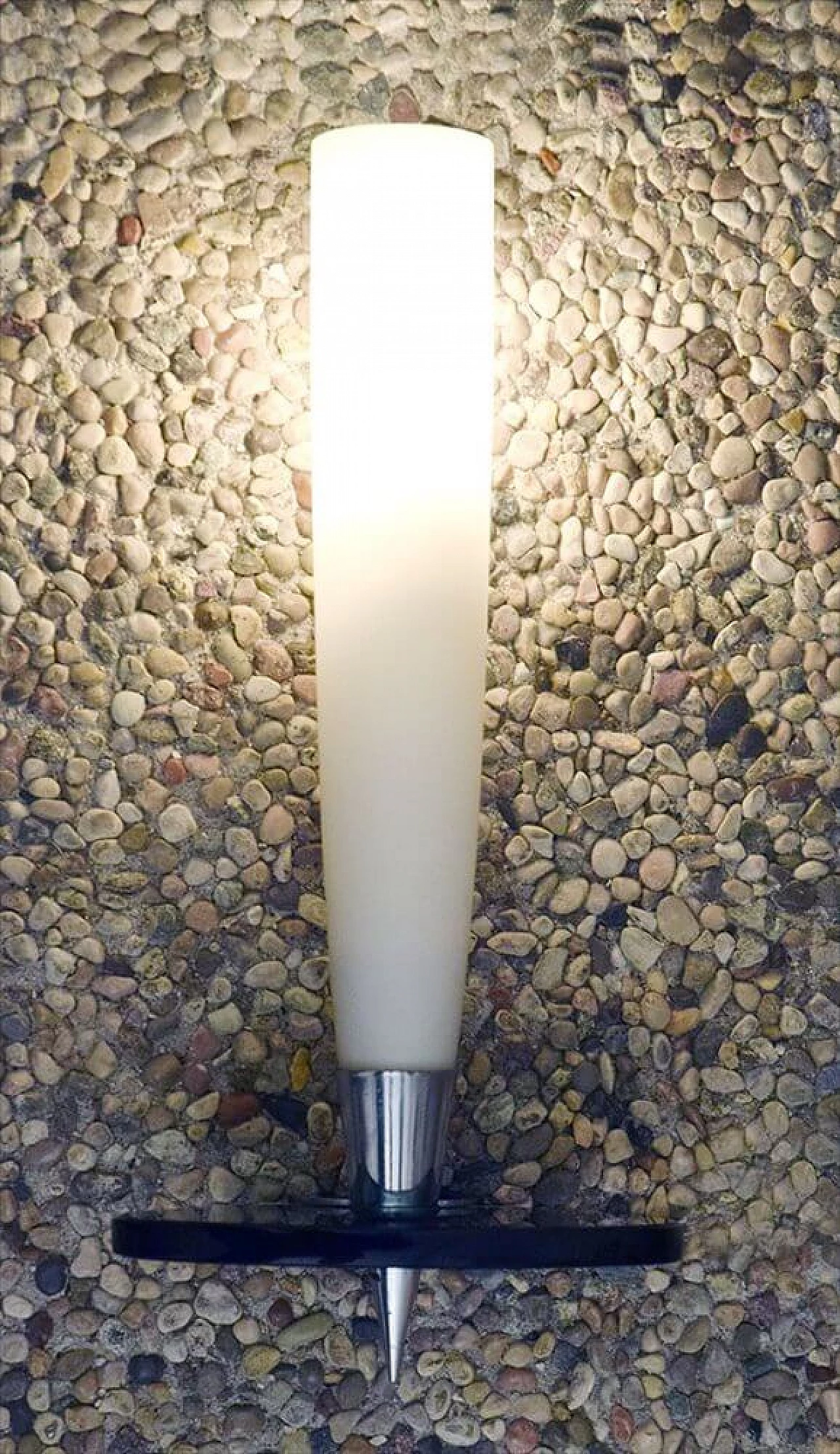 Pair of wall lamps in satin glass, smoked crystal and chromed brass, 50s 1307008