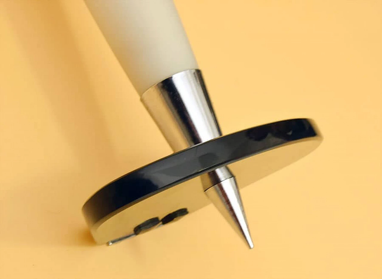 Pair of wall lamps in satin glass, smoked crystal and chromed brass, 50s 1307012