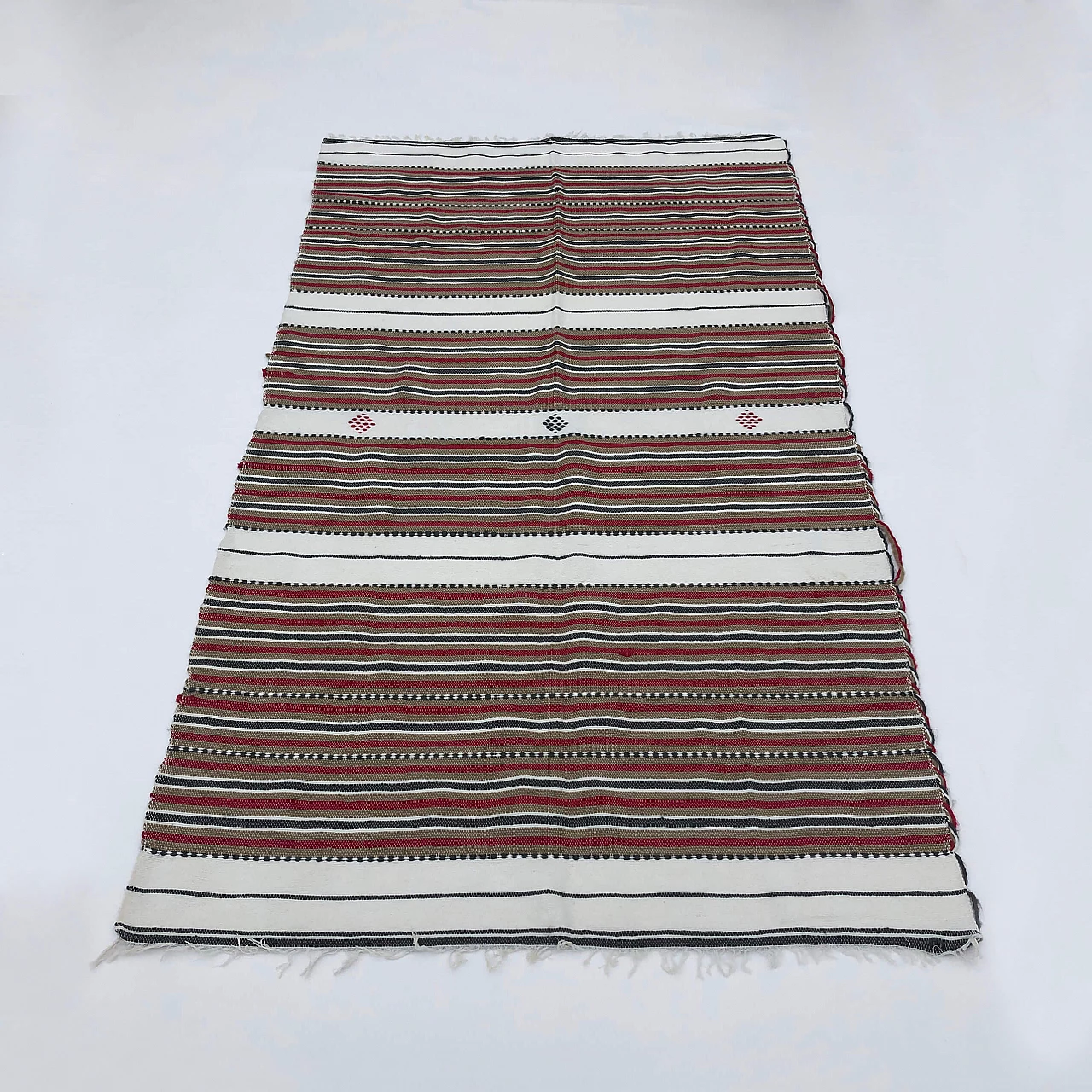 Algerian handmade striped rug, 80s 1307038