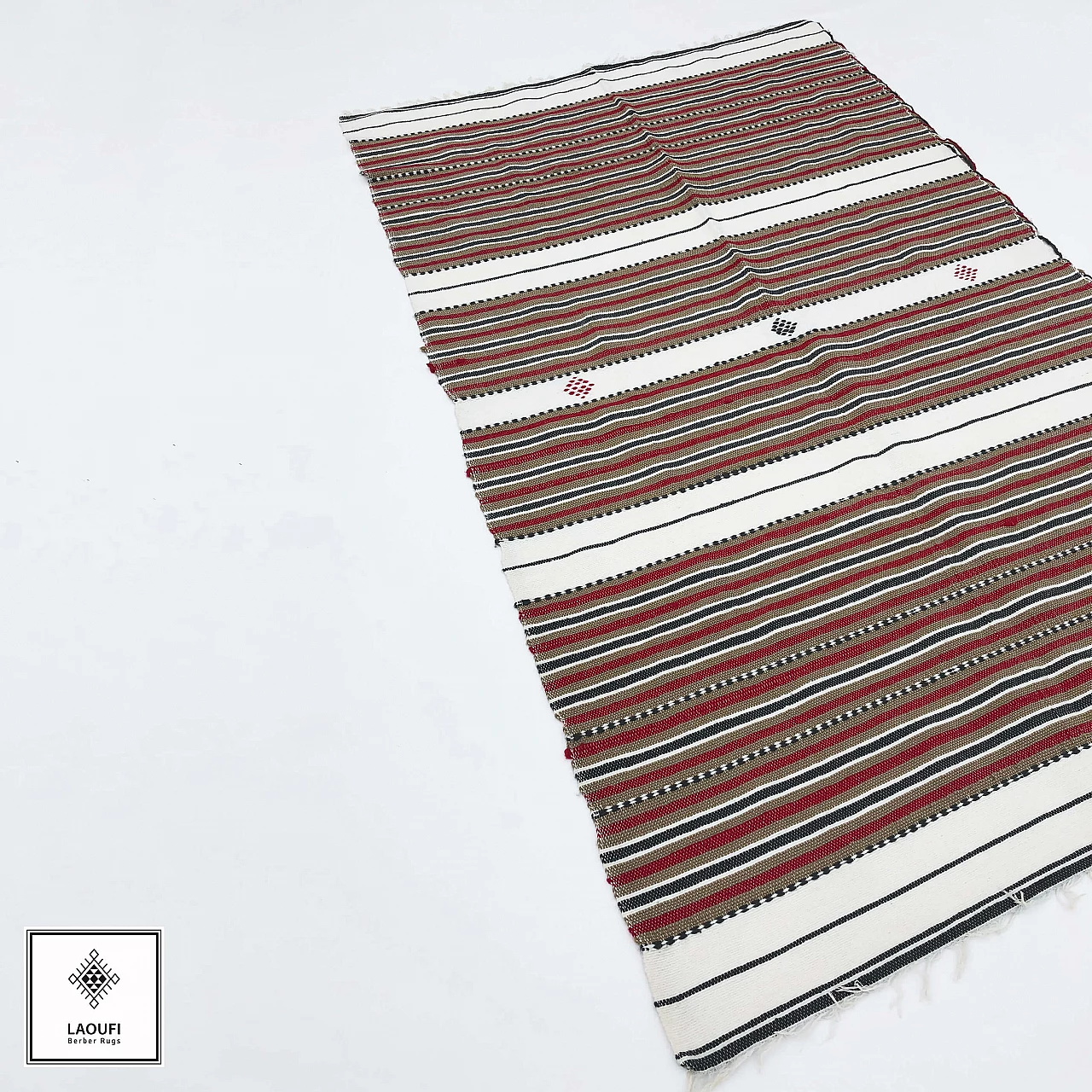 Algerian handmade striped rug, 80s 1307046