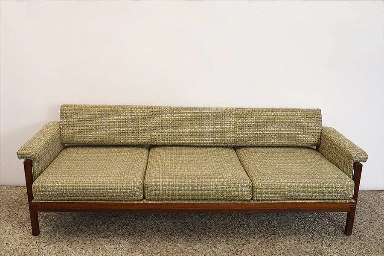 Scandinavian sofa bed in rosewood and fabric, 60s 1307071