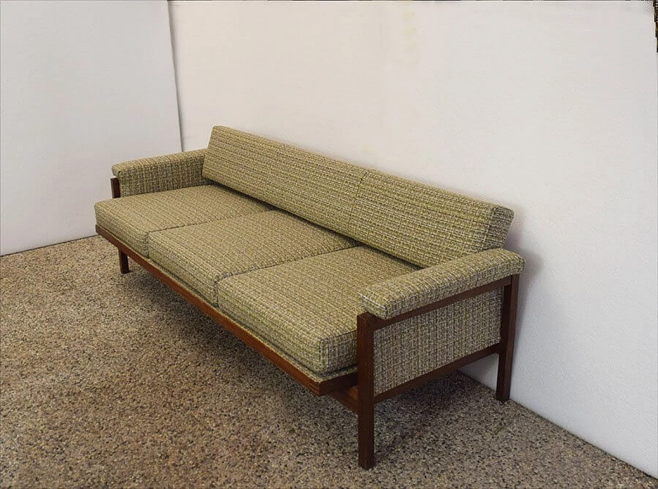 Scandinavian sofa bed in rosewood and fabric, 60s 1307073