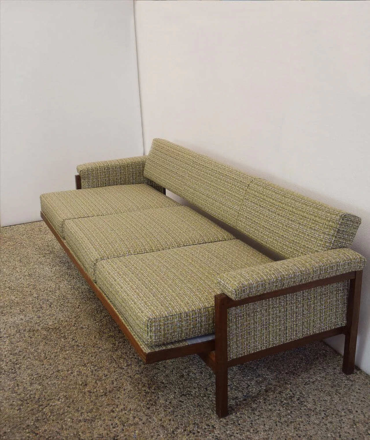 Divano letto scandinavo in palissandro e tessuto, anni '60 1307078