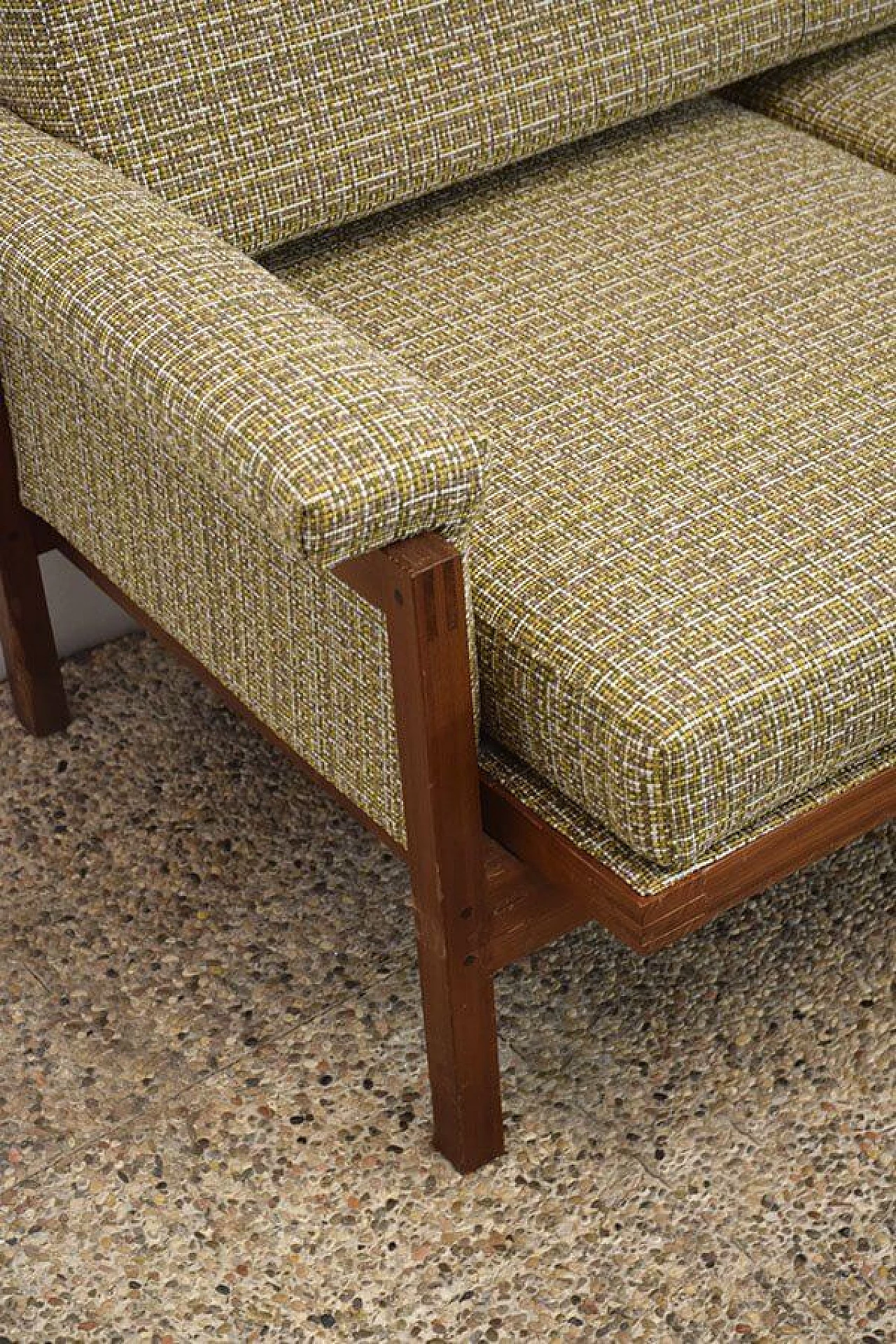 Divano letto scandinavo in palissandro e tessuto, anni '60 1307080