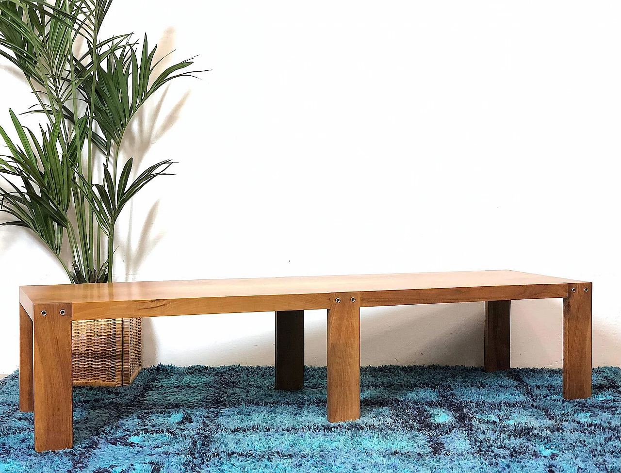 Large coffee table in beech and walnut, 1960s 1307334