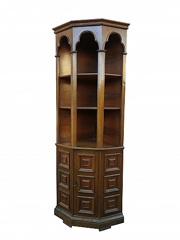 Angoliera in legno con ripiani, anni '80