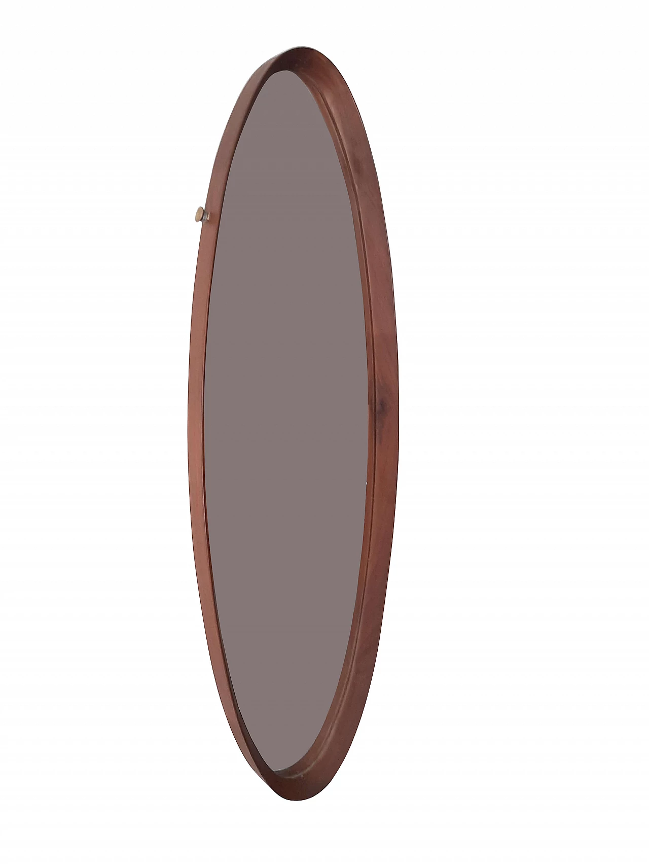 Specchiera in teak ovale con incastro a pettine, anni '50 1307437