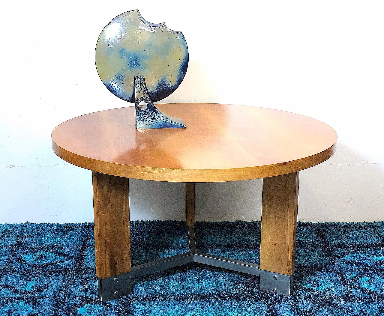 Beechwood and steel table, 1960s 1307447