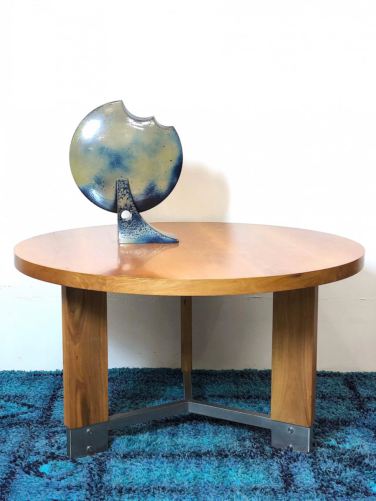 Beechwood and steel table, 1960s 1307448