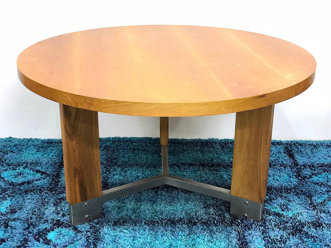 Beechwood and steel table, 1960s 1307449
