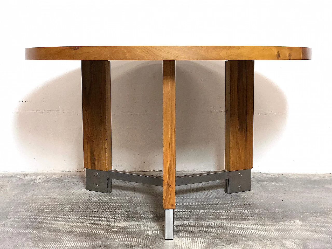 Beechwood and steel table, 1960s 1307450