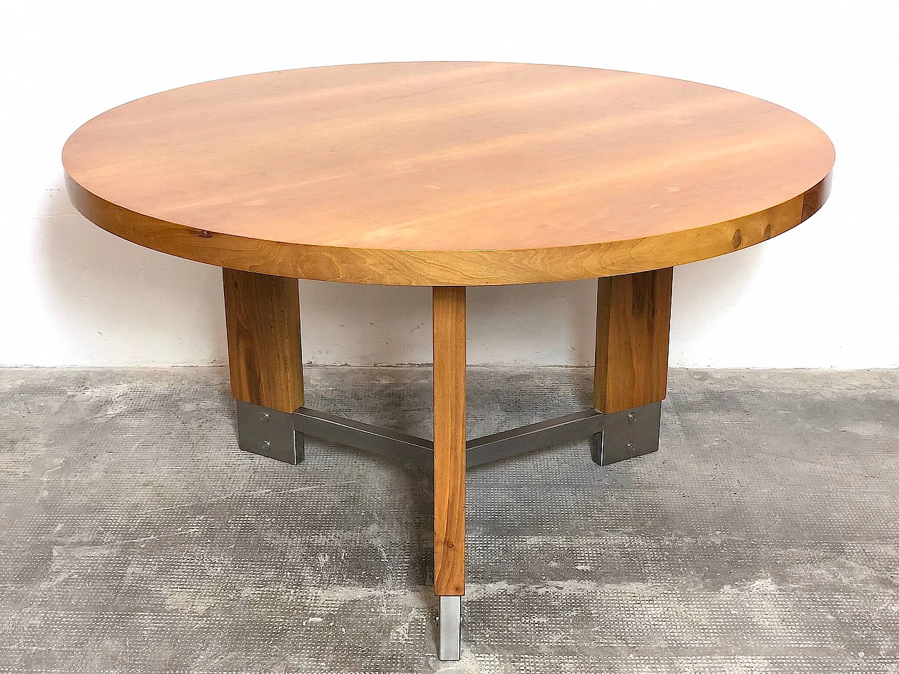 Beechwood and steel table, 1960s 1307451