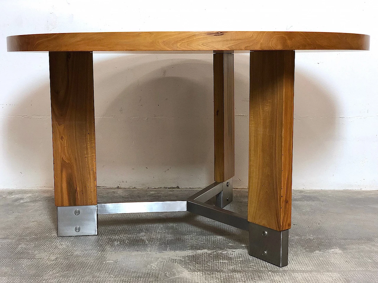 Beechwood and steel table, 1960s 1307456