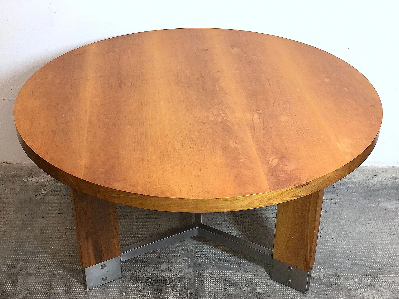 Beechwood and steel table, 1960s 1307460
