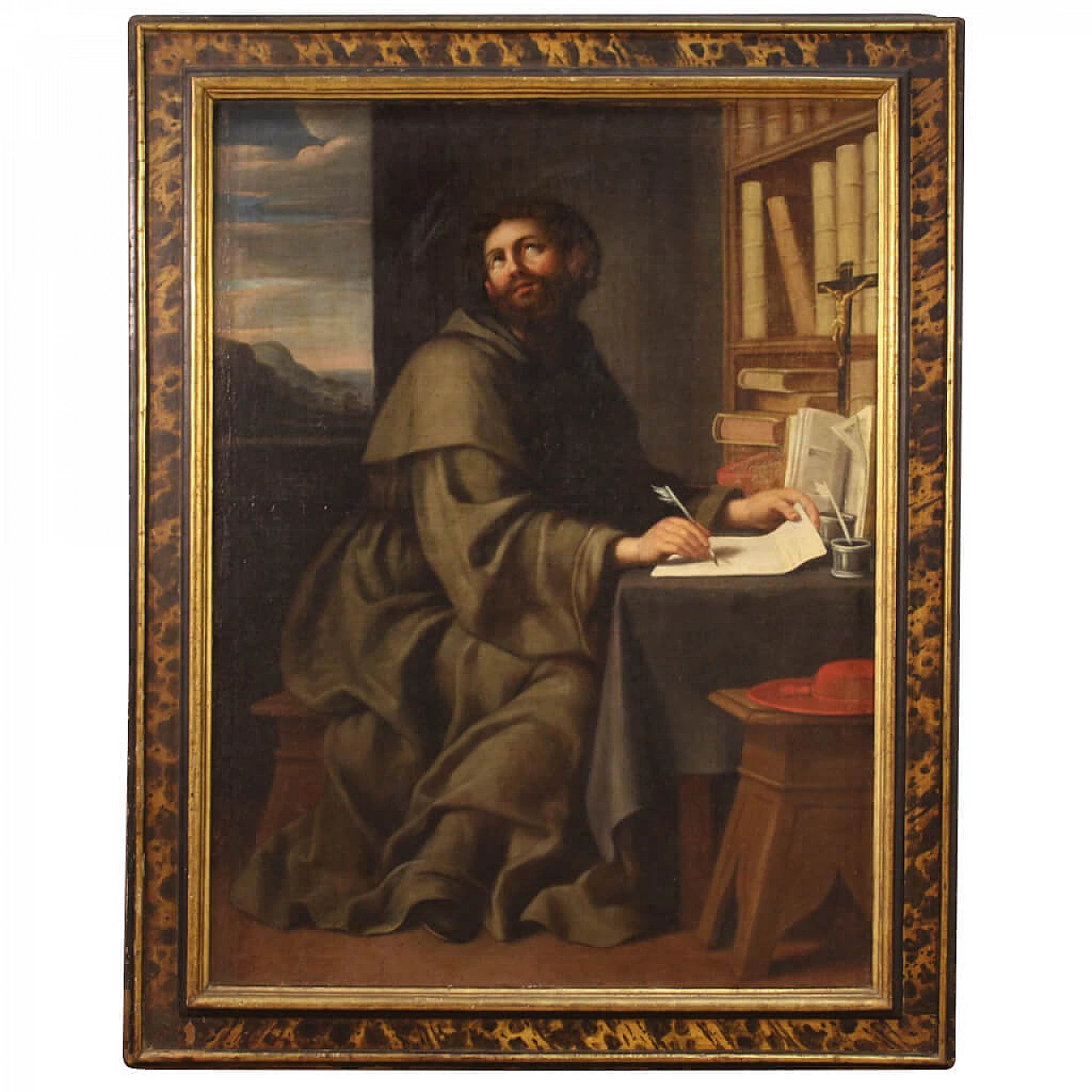 Large antique religious painting St. Bonaventure of the 17th century 1307530