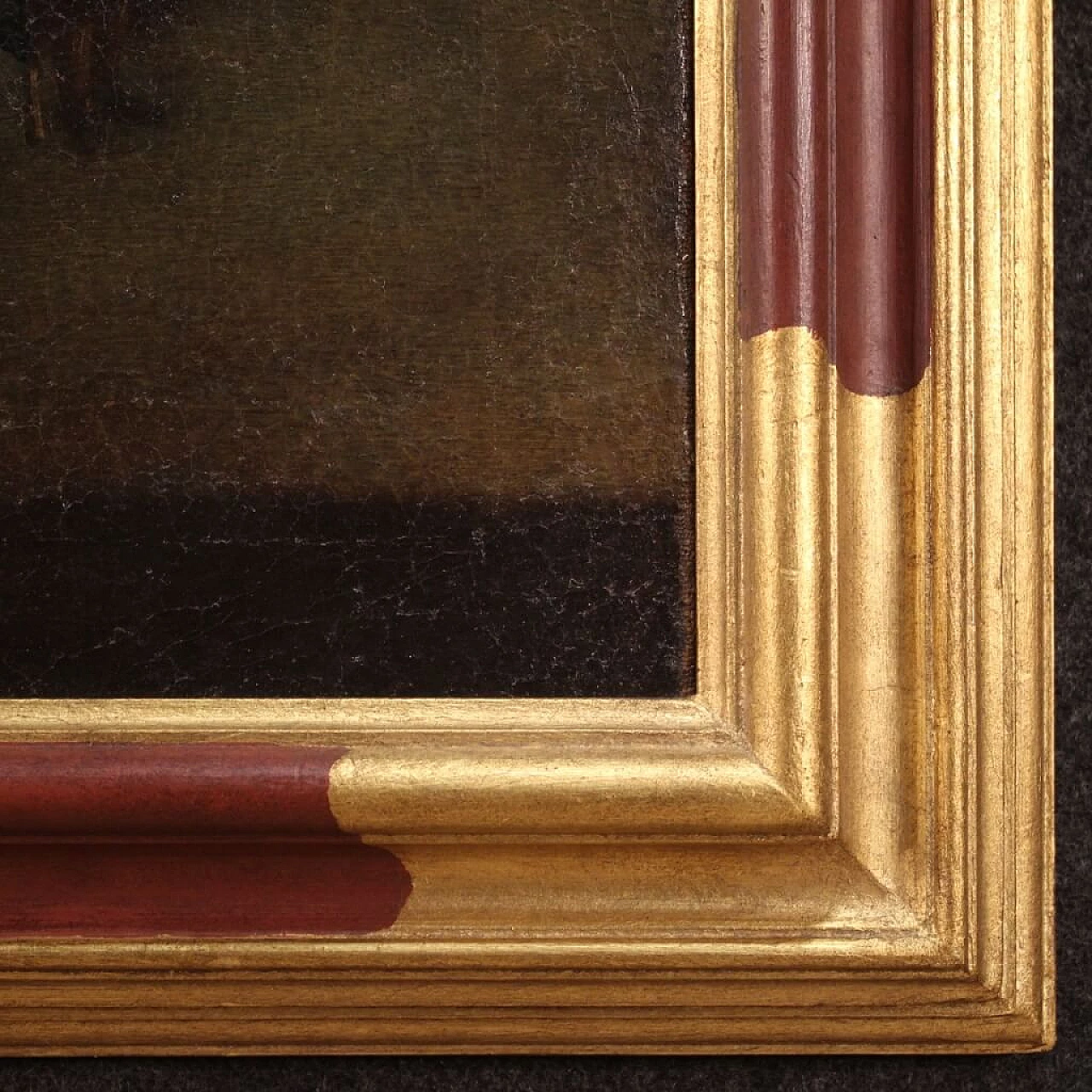 Landscape with ruins, figures and animals, oil painting on canvas, 18th century 1307620