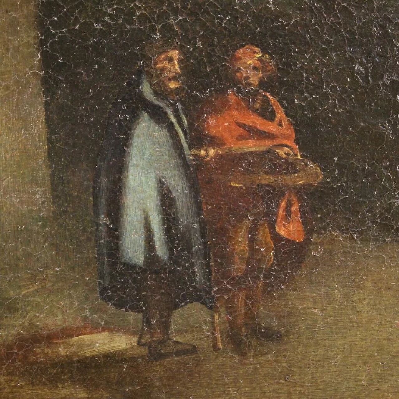 Landscape with ruins, figures and animals, oil painting on canvas, 18th century 1307621