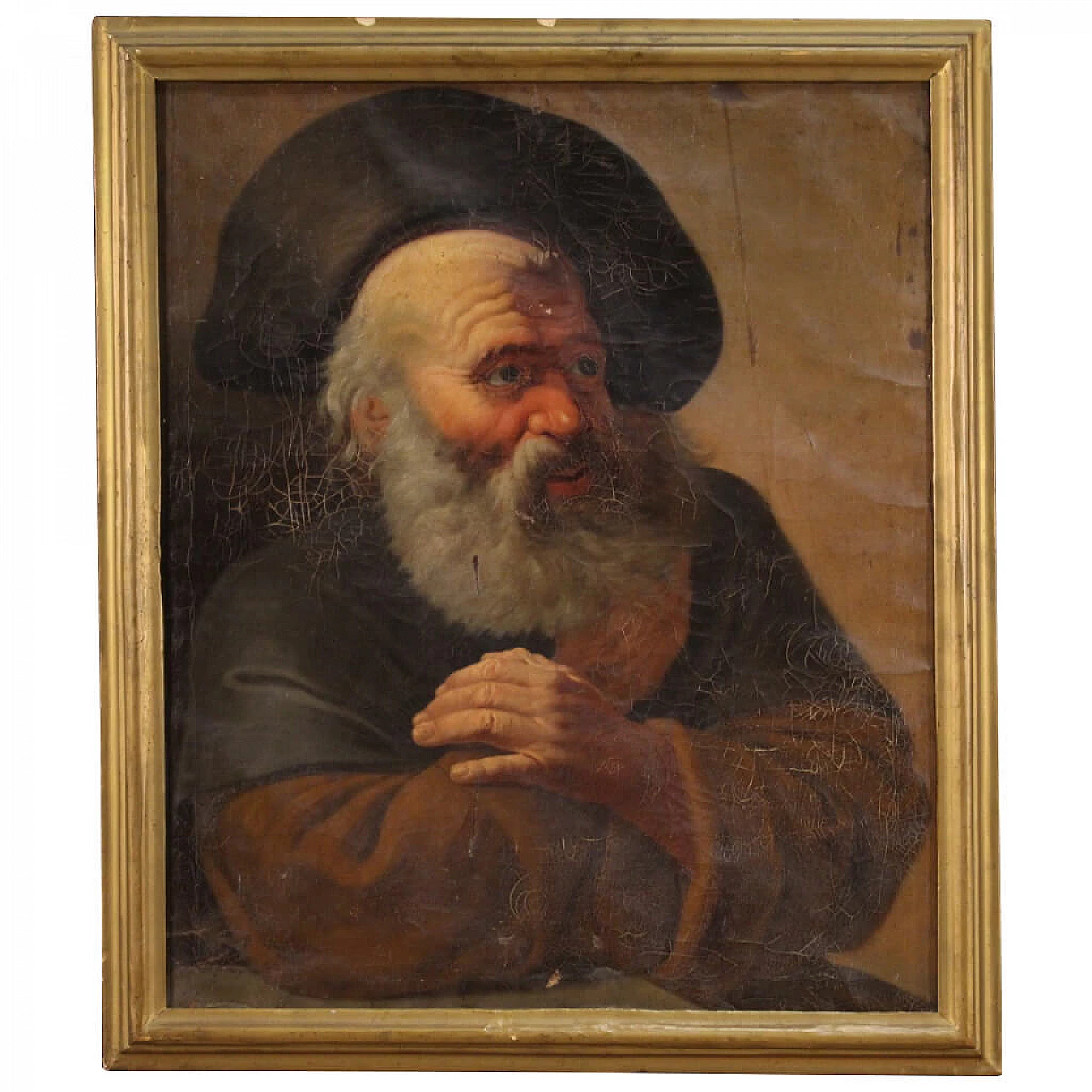 Portrait of an Old Man with Hat, French oil painting, 19th century 1307795