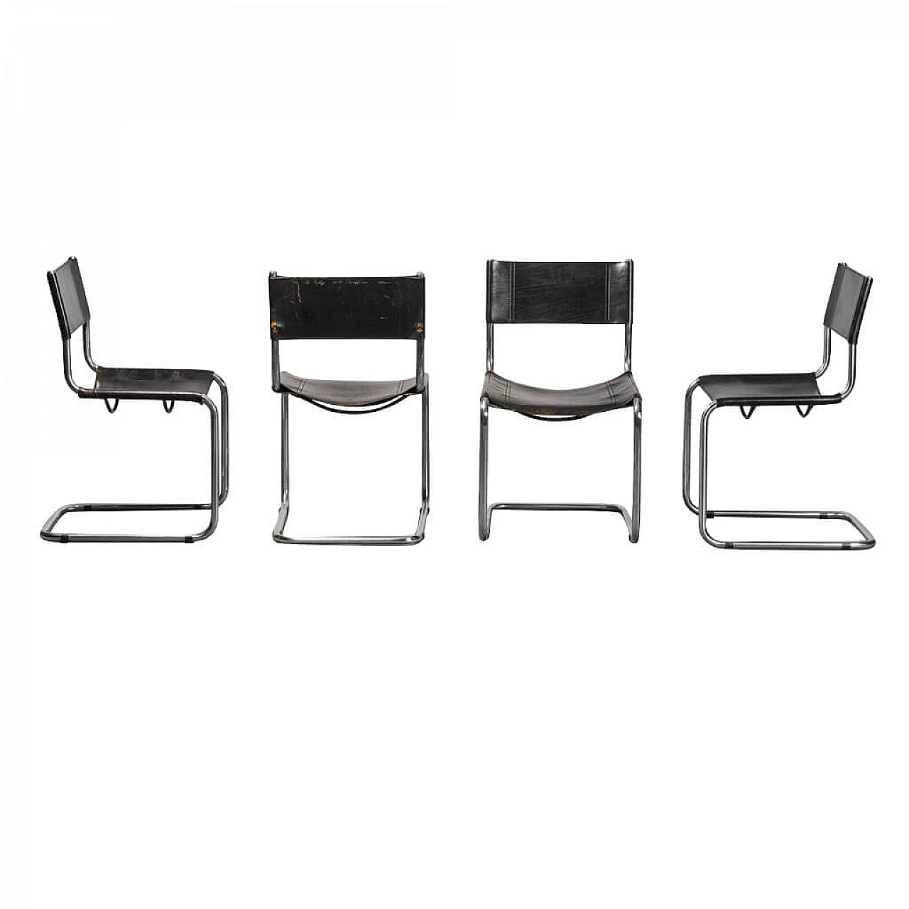 4 Chairs in leather in the style of Matteo Grassi, 70s 1307809