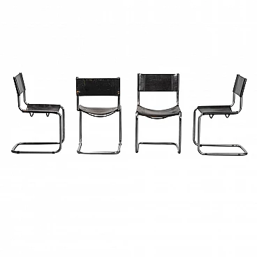 4 Chairs in leather in the style of Matteo Grassi, 70s
