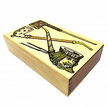 Mahogany Pipes box by Piero Fornasetti, 1950s