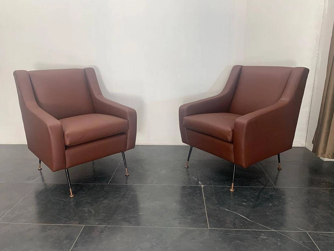 Pair of leatherette armchairs, 1950s 1308283