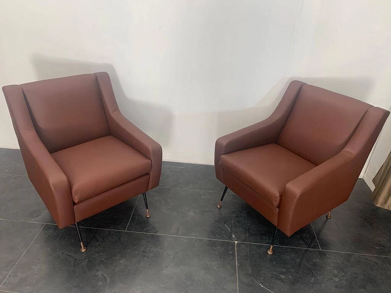 Pair of leatherette armchairs, 1950s 1308284