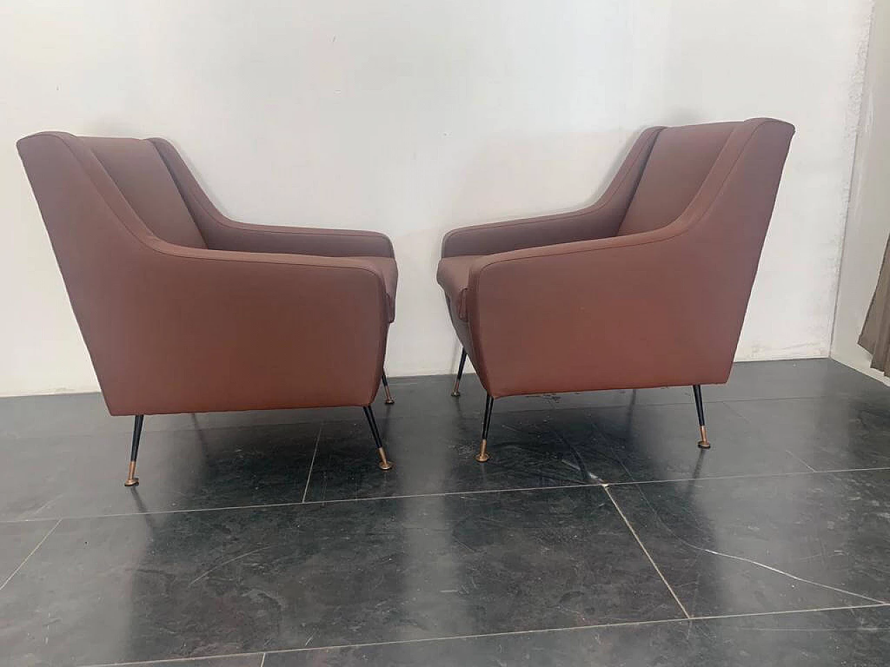 Pair of leatherette armchairs, 1950s 1308285