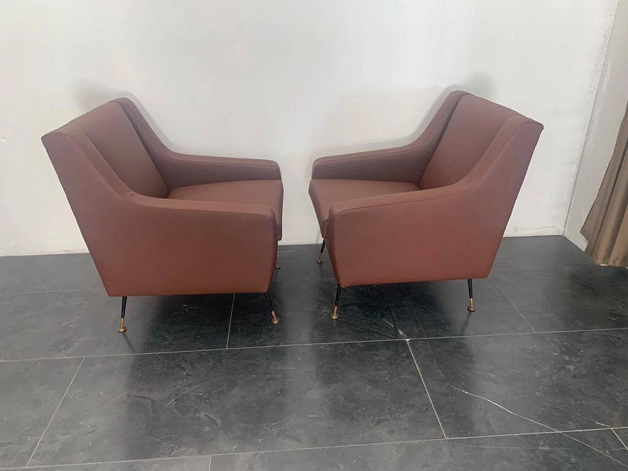 Pair of leatherette armchairs, 1950s 1308286
