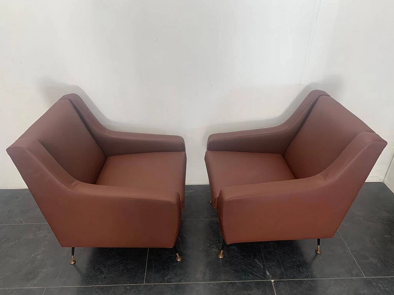 Pair of leatherette armchairs, 1950s 1308287